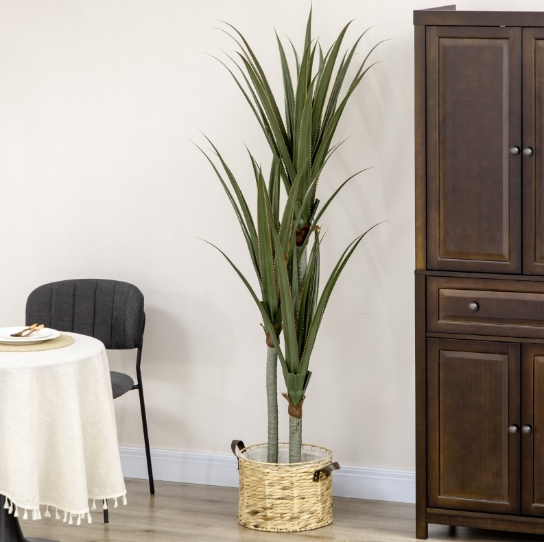 Künstliche Yucca-pflanze 190 Cm Im Topf, 39 Realistische Blätter, Grün Okmyhome