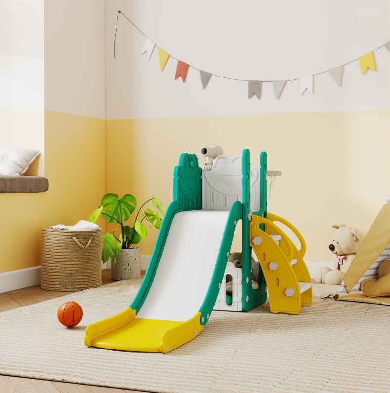 5-in-1 Kinderrutsche Mit Basketballkorb, Teleskop Und Aufbewahrung Okmyhome