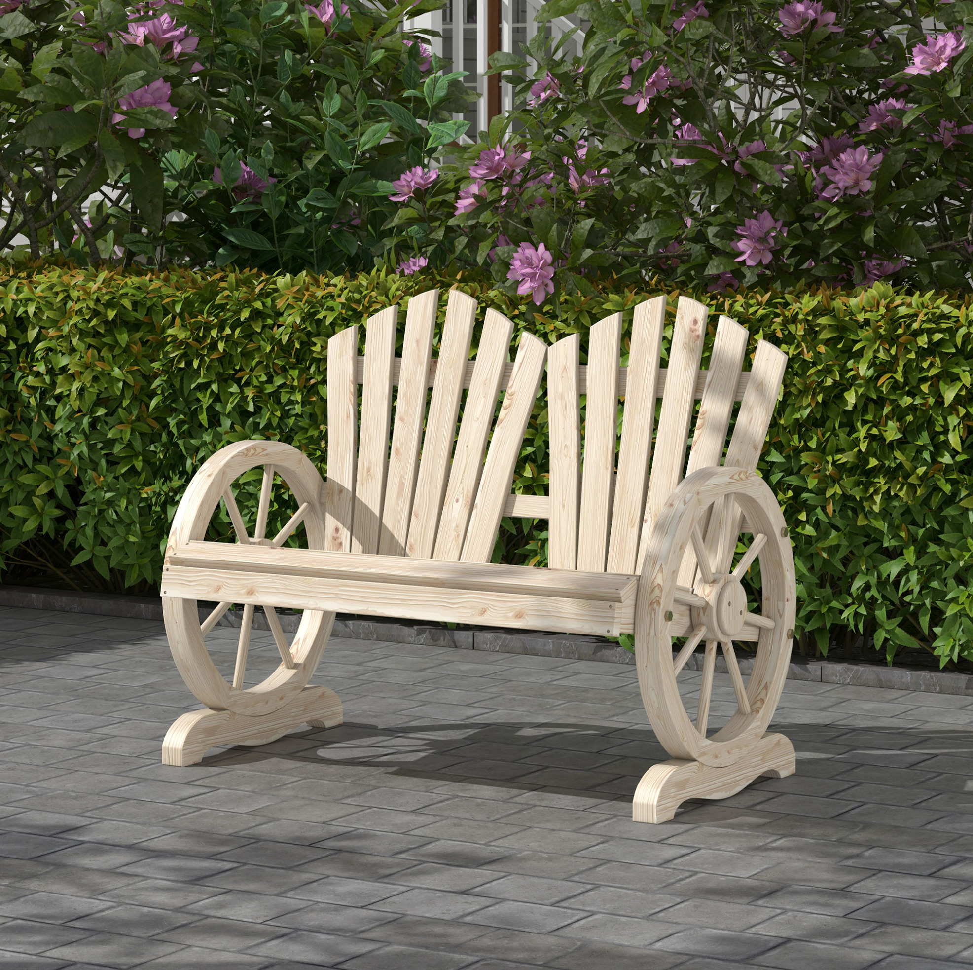 Gartenbank Mit Armlehnen, 2-sitzer, 108 X 66 X 95 Cm, Naturholz Okmyhome