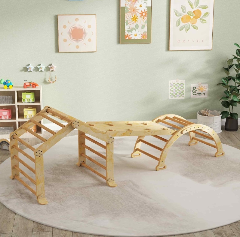 9-in-1 Indoor-kletterspielzeug Aus Holz, 100 X 52,5 X 48 Cm Okmyhome