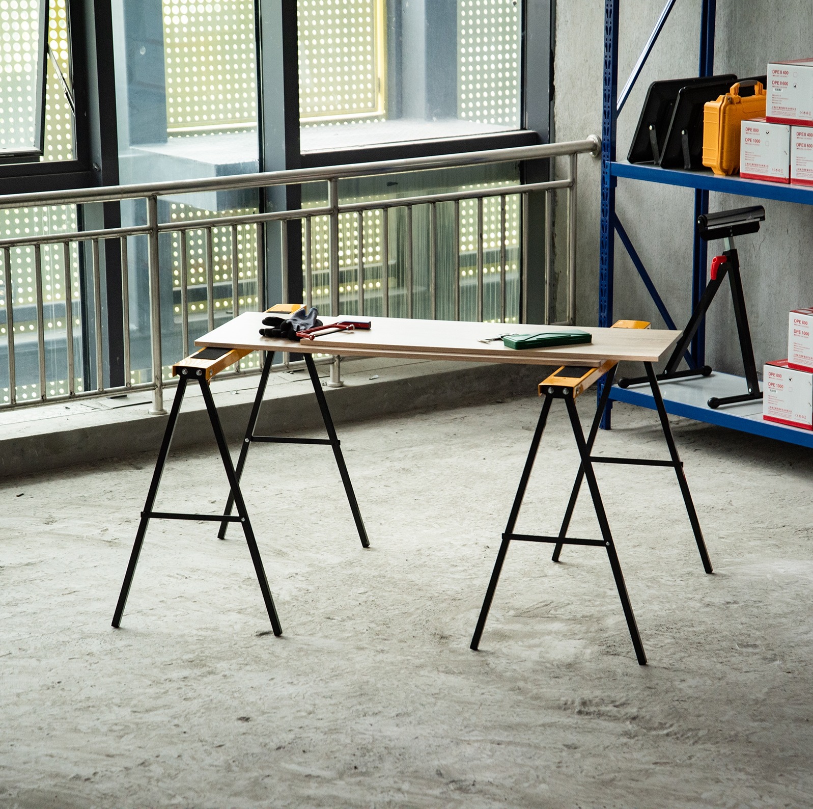 Klappbarer Sägebock Aus Stahl, 99,5 X 50 X 78 Cm, 125 Kg, Orange/schwarz Okmyhome