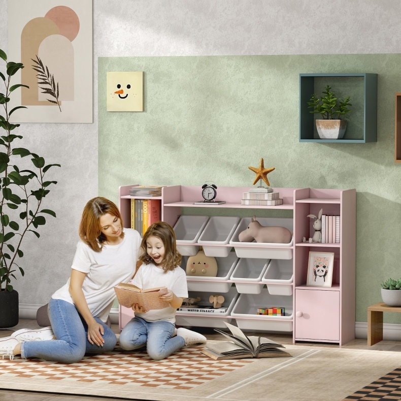 Kinderregal Mit 8 Herausnehmbaren Boxen, Rosa Okmyhome