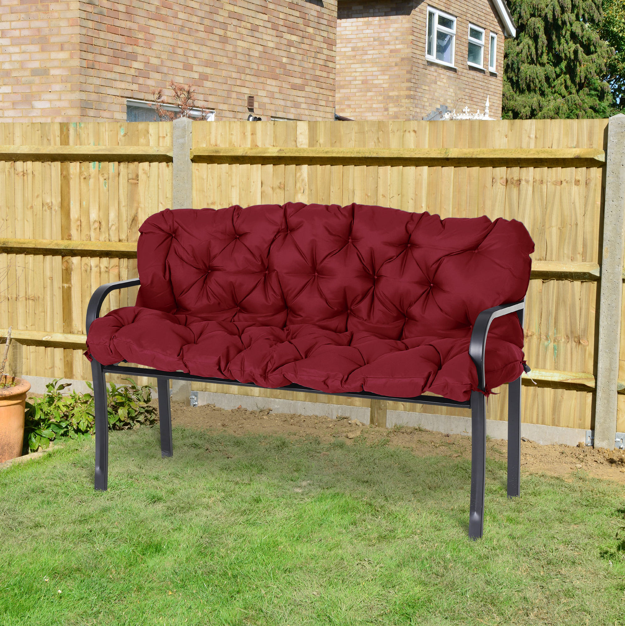 Bankauflage Für 3-sitzer, 150 X 49 X 49 Cm, Mit 6 Bändern, Polyester, Rot Okmyhome