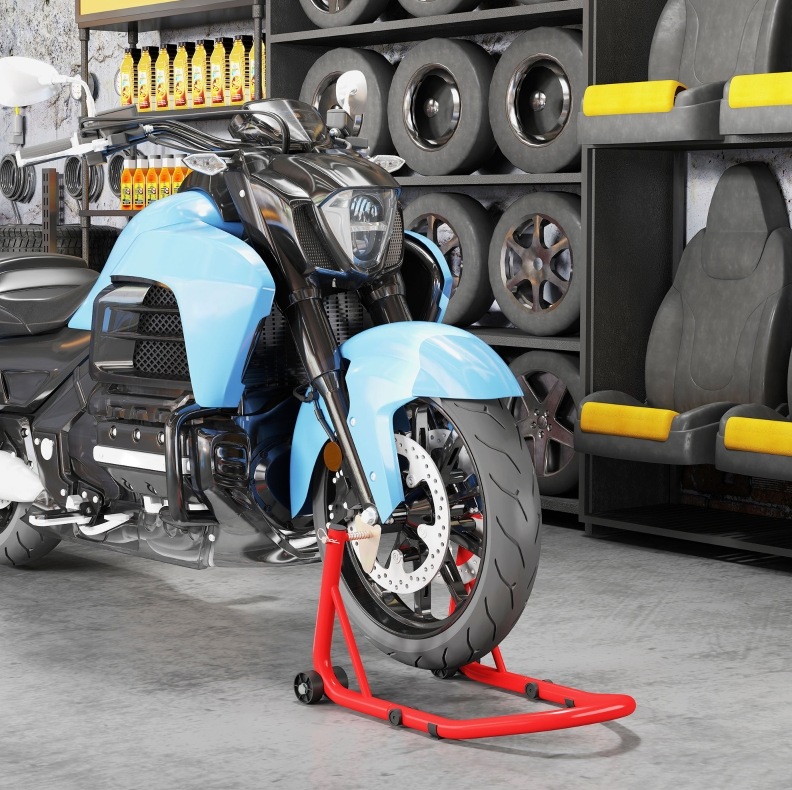 Moto-paddockständer-set Vorne/hinten Aus Stahl, Rot, Okmyhome