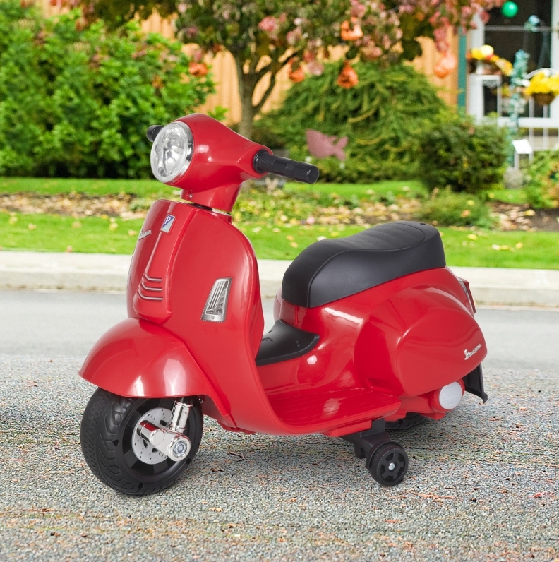 Elektrisches Kindermotorrad Vespa 66,5 X 38 X 52 Cm, Led, Sound, Rot Okmyhome