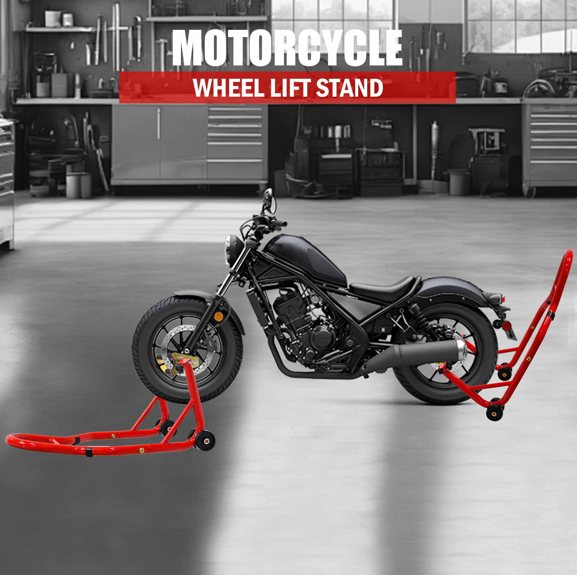 Motorrad-hebeständer-set Vorne Und Hinten, 440 Lbs, Stahl, Rot Okmyhome