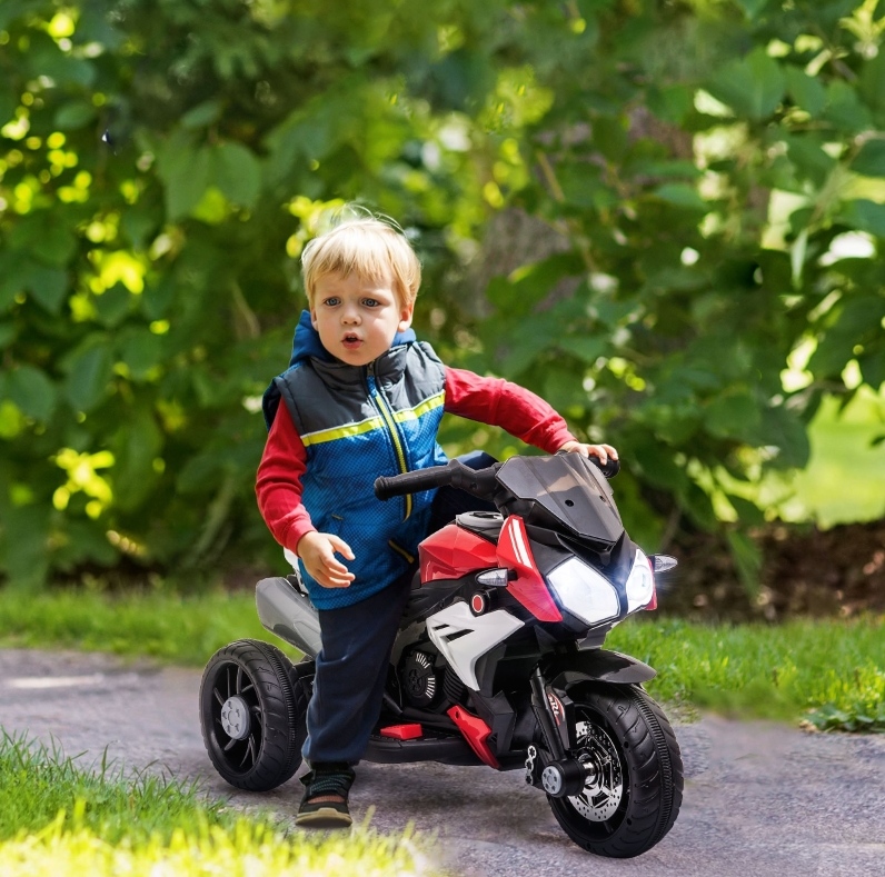 Elektrisches Kinder-motorrad 3 Km/h Mit Licht Und Sound, Wiederaufladbar, Schwarz/rot Okmyhome