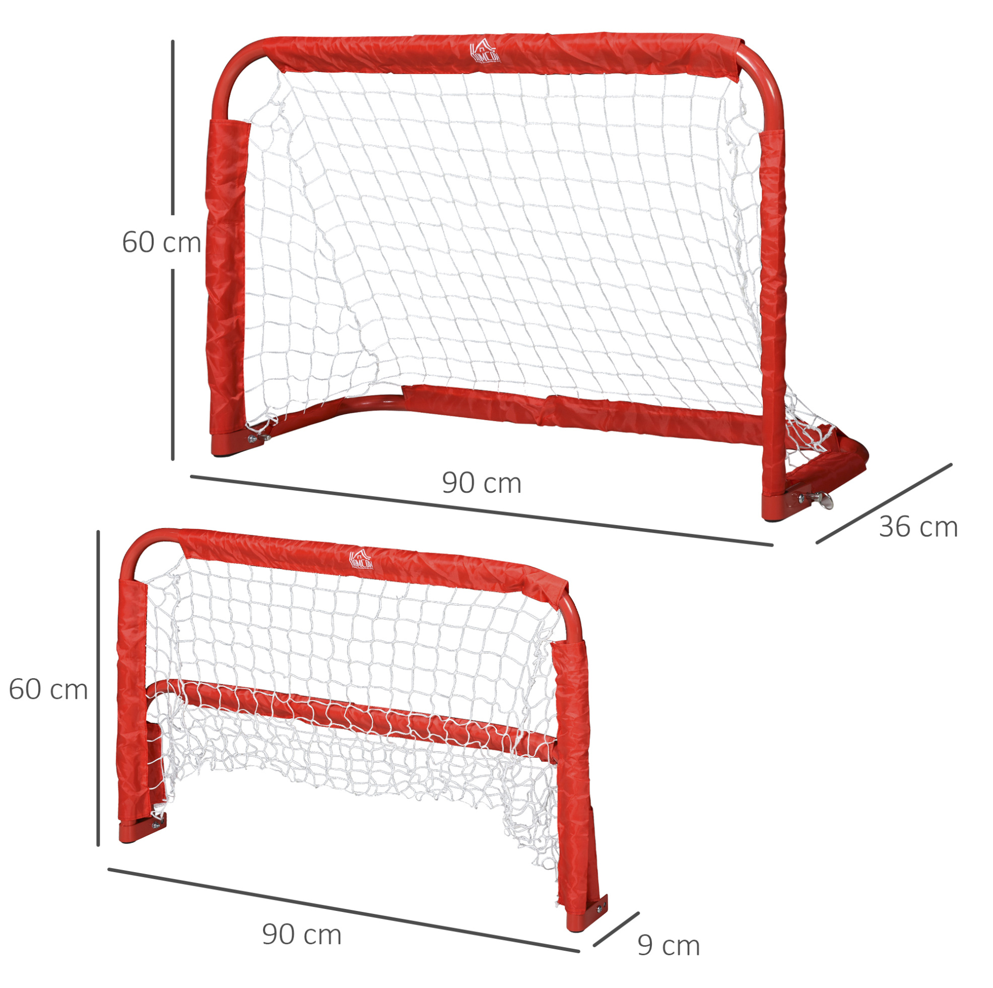 Faltbare Mini-fußballtore, 2er-set, Q195-stahlrahmen, Rot, 90 X 36 X 60 Cm, Okmyhome