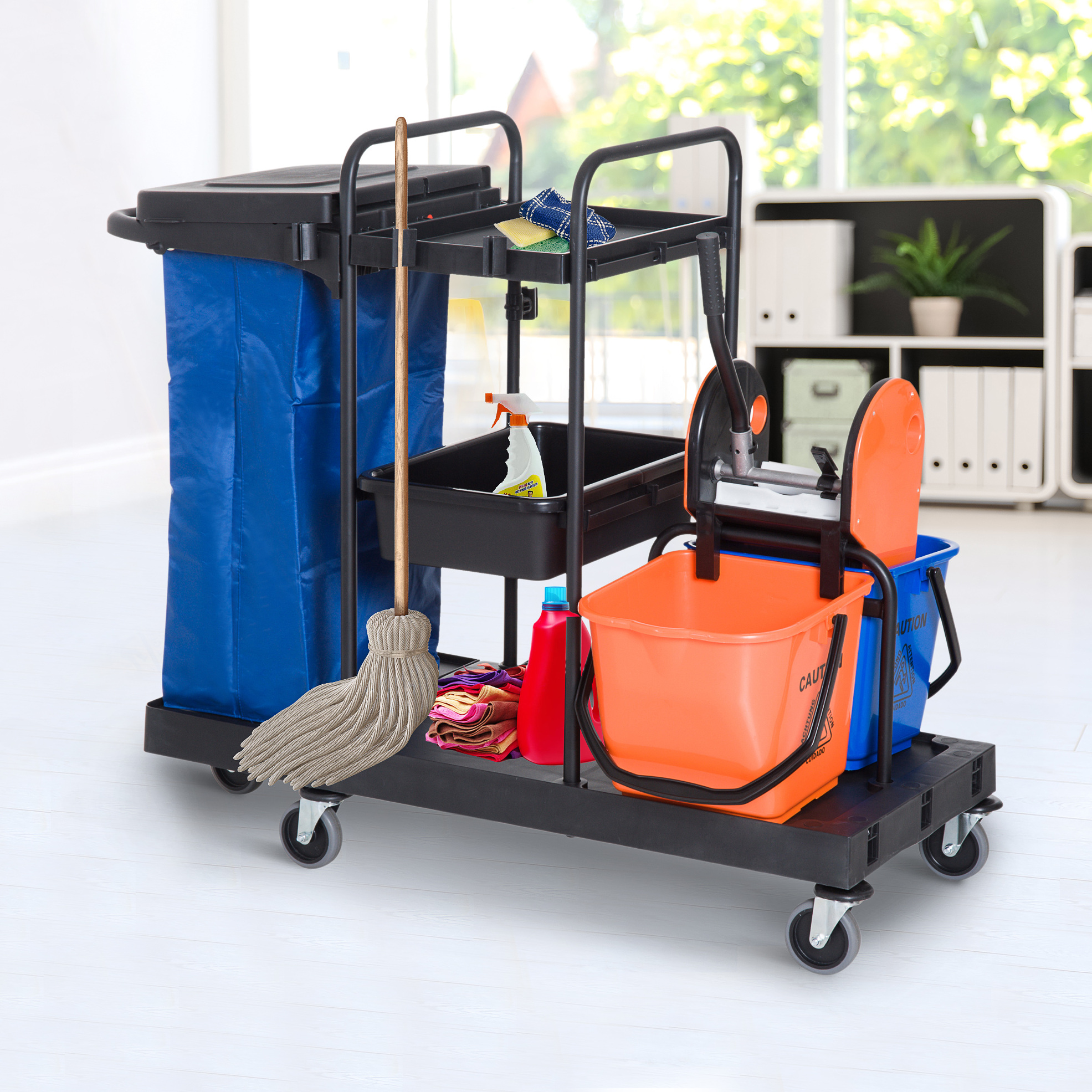 Professioneller Reinigungswagen Mit 4 Rädern, 111 X 63,3 X 103 Cm Okmyhome