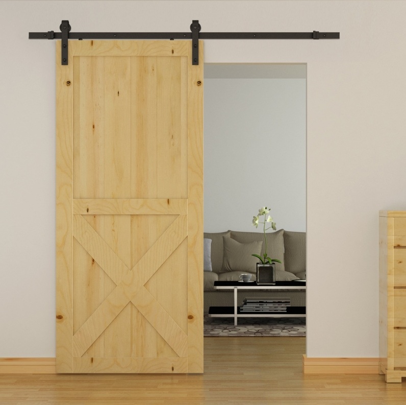 2 M Schiebetür-rail-kit, Max. Traglast 100 Kg, Kohlenstoffstahl, Schwarz Okmyhome