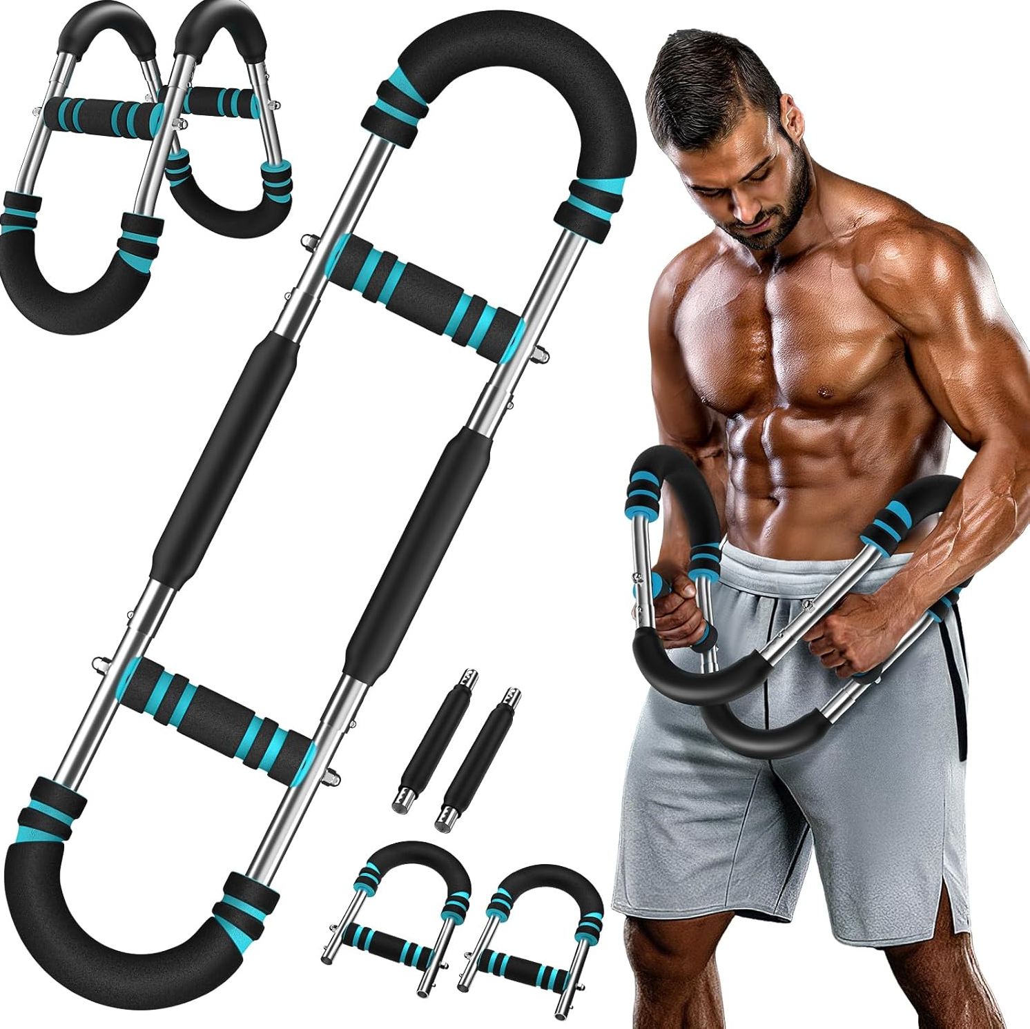 Verstellbares Armtrainingsgerät 30-50 Kg, Edelstahl, Schwarz Okmyhome
