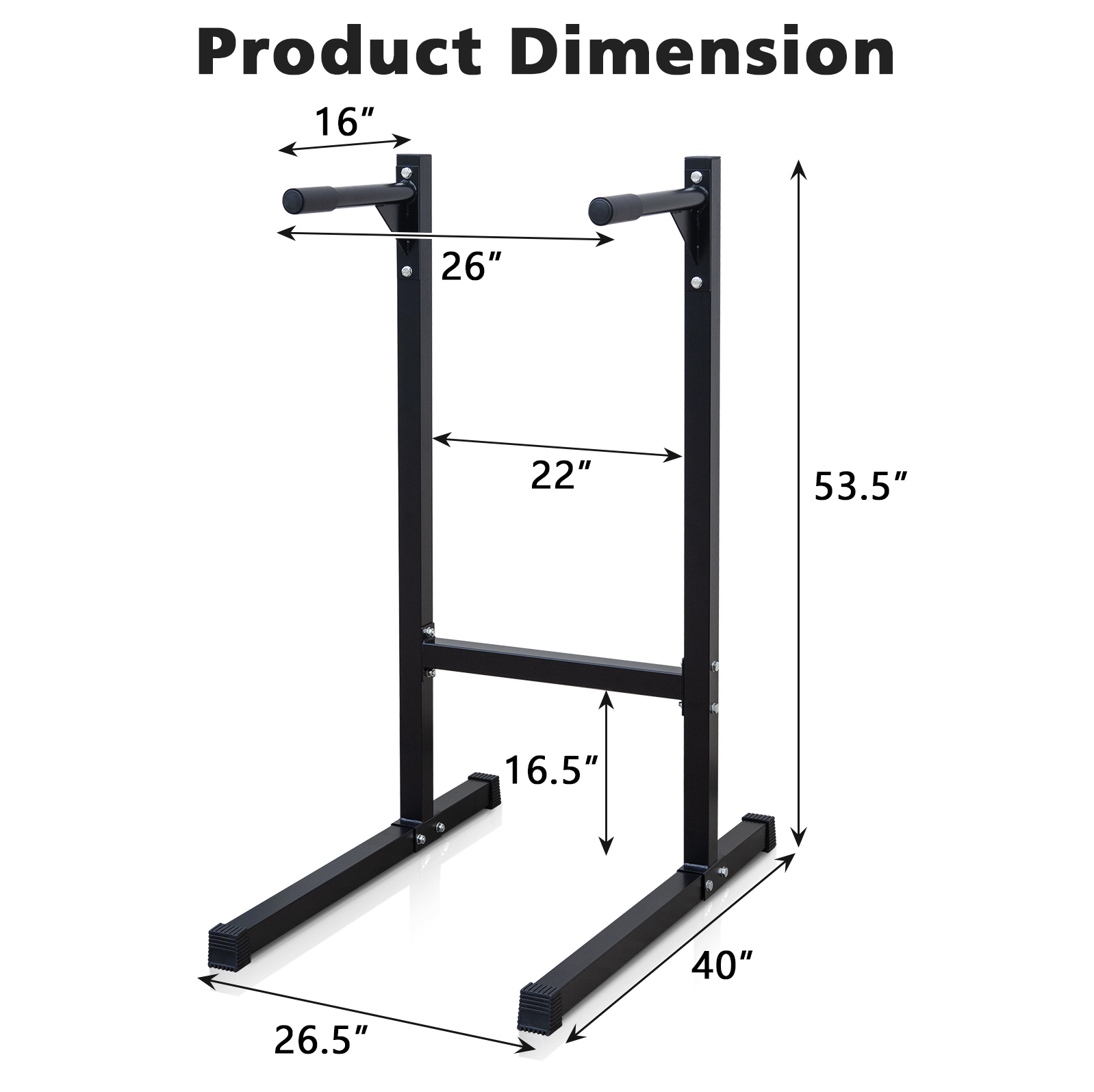 Dips-station Aus Schwarzem Eisen Mit Schaumstoffgriffen, 101 X 67,3 X 135,9 Cm, 226 Kg Okmyhome
