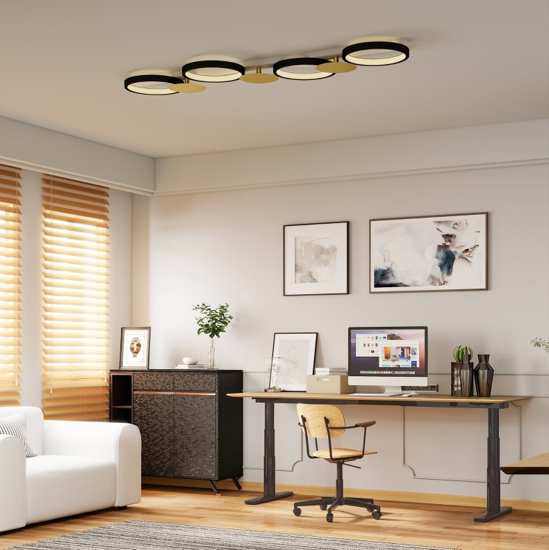 Led-deckenleuchte 38 W 1500 Lm, 3000 K Bis 6500 K, Fernbedienung, Schwarz/gold Okmyhome