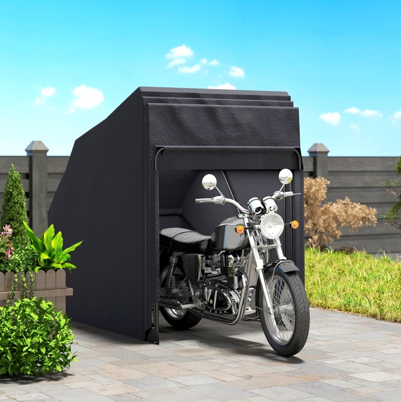 Faltbare Wasserdichte Motorradgarage Xxl 345 X 135 X 191 Cm Schwarz Okmyhome