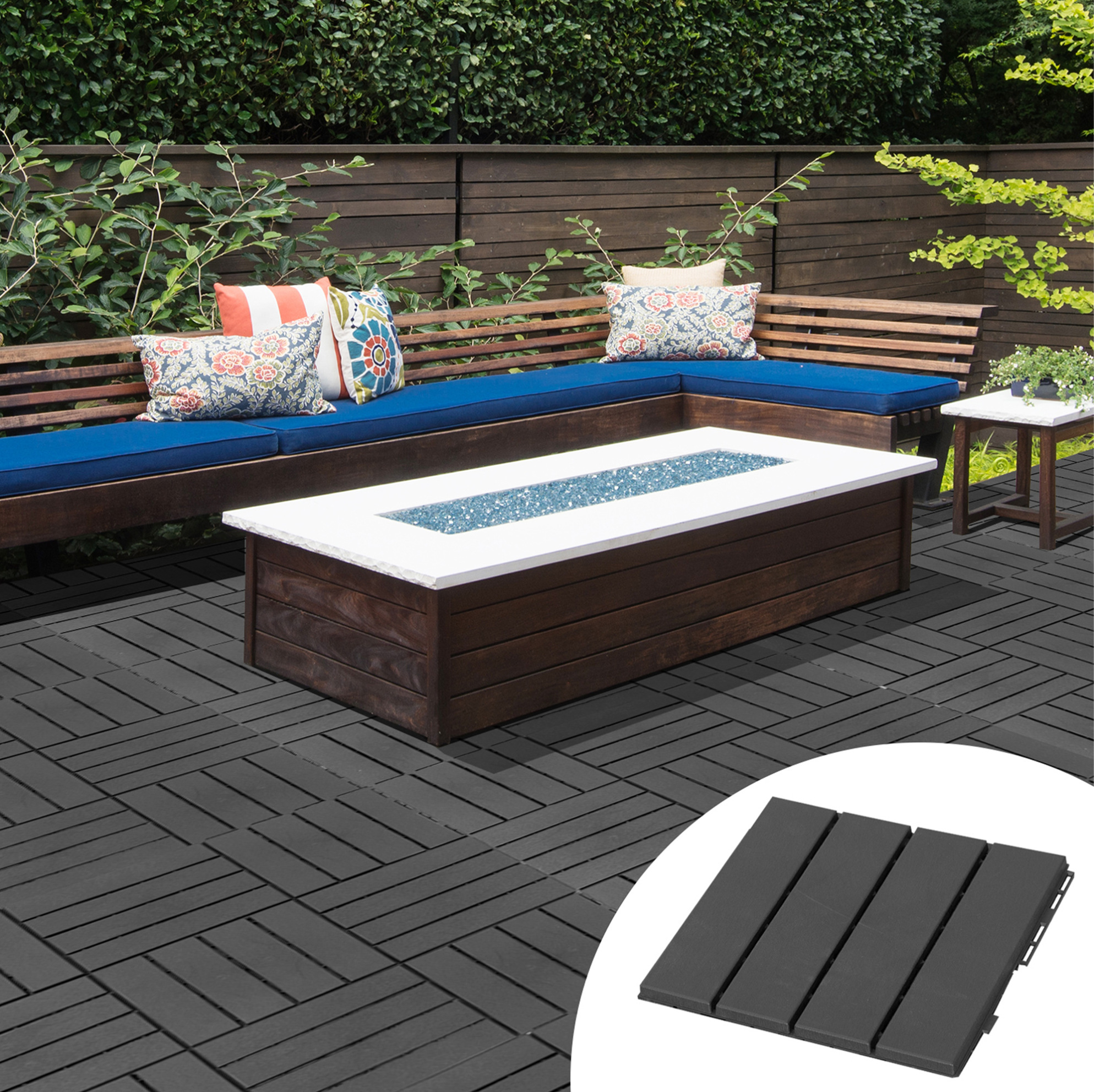 Klick-terrassenfliesen 30 X 30 Cm Aus Recyceltem Polypropylen, Schwarz, 9er-set Okmyhome