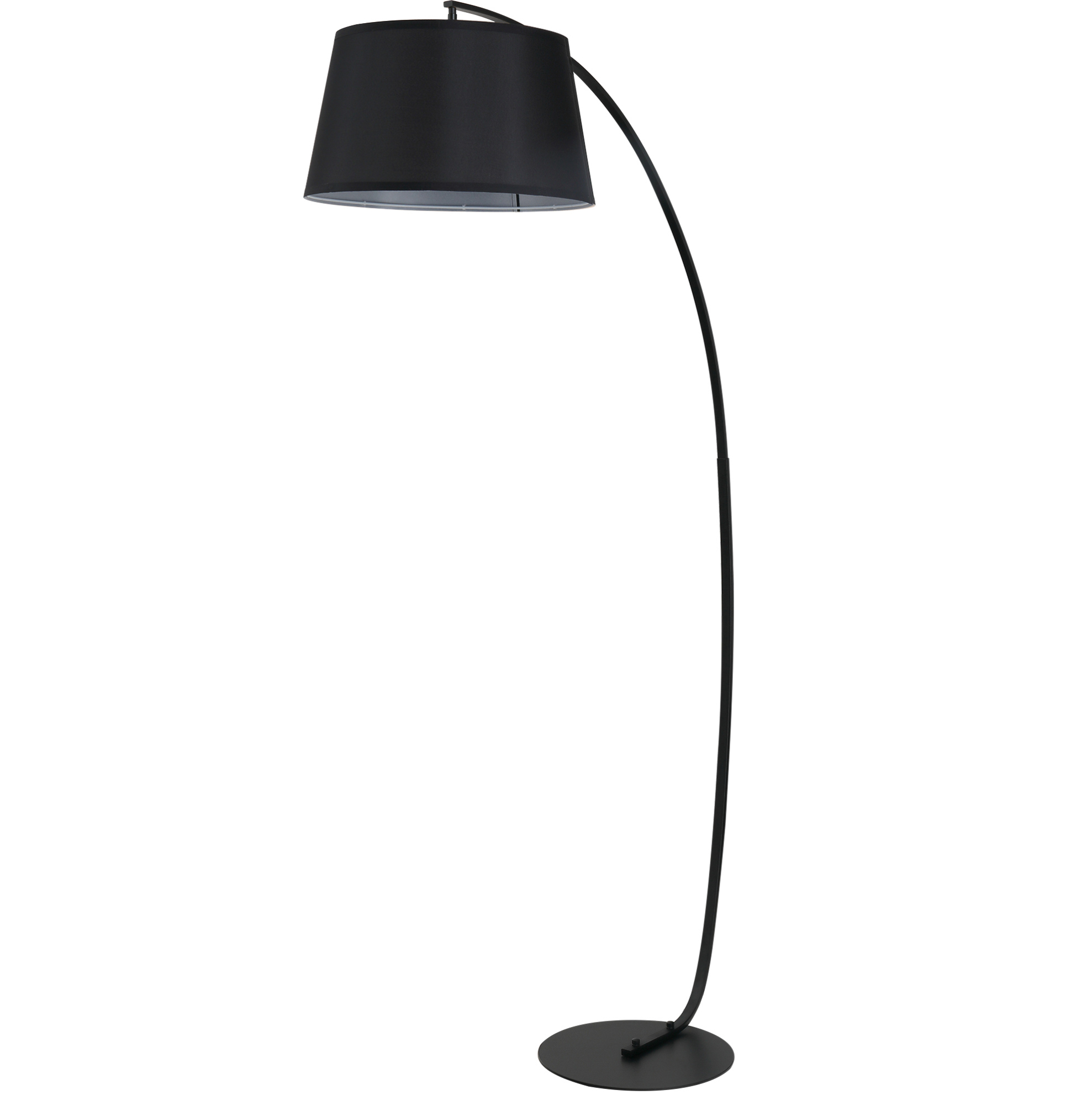 Bogenstehleuchte Aus Schwarzem Metall, Stoffschirm, 105 X 47 X 190 Cm Okmyhome