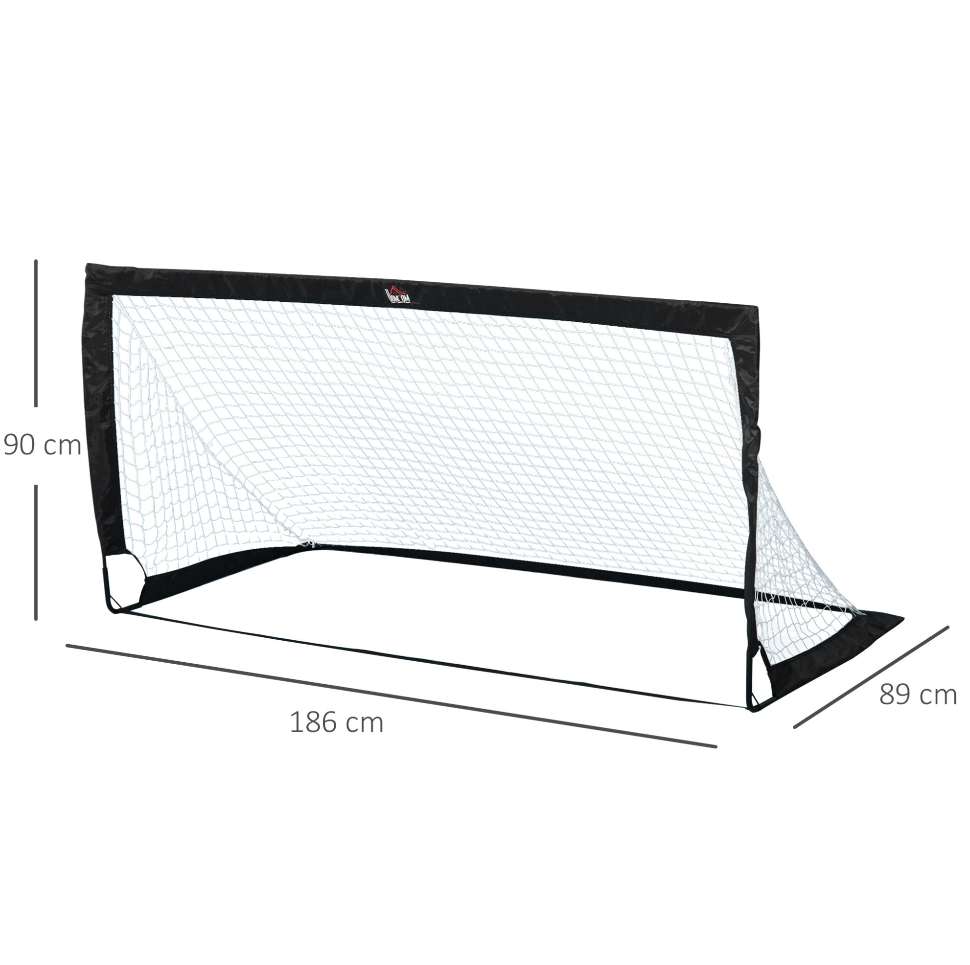2er-set Faltbare Mini-fußballtore, Stahl Schwarz, 186 X 90 X 89 Cm Okmyhome