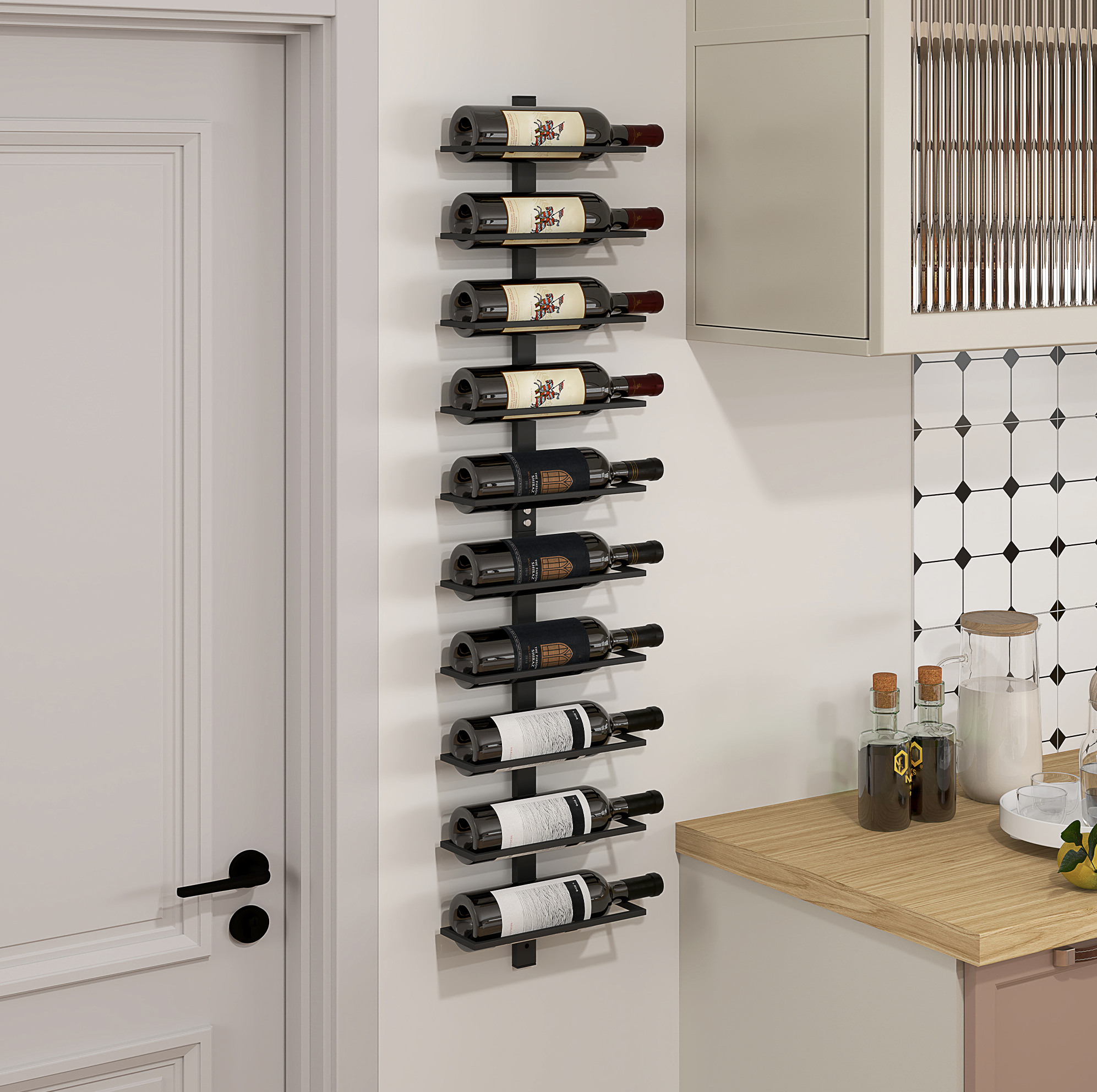 Wand-weinregal Für 10 Flaschen, Stahl, Schwarz Okmyhome