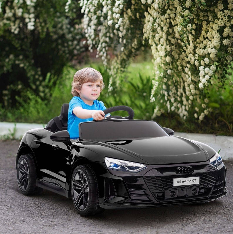 Elektrisches Kinderauto Schwarz, Fernbedienung, Gurt, Scheinwerfer, 103 X 58 X 41 Cm Audi