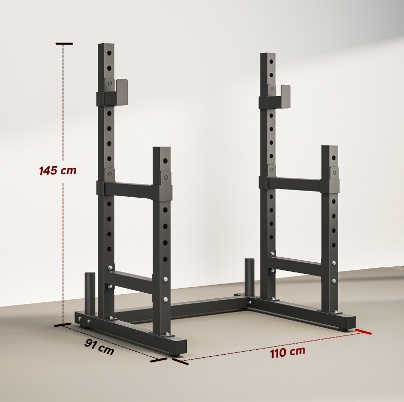 2-stufiges Squat-rack Aus Stahl, Verstellbar, Bis 300 Kg, Schwarz Okmyhome