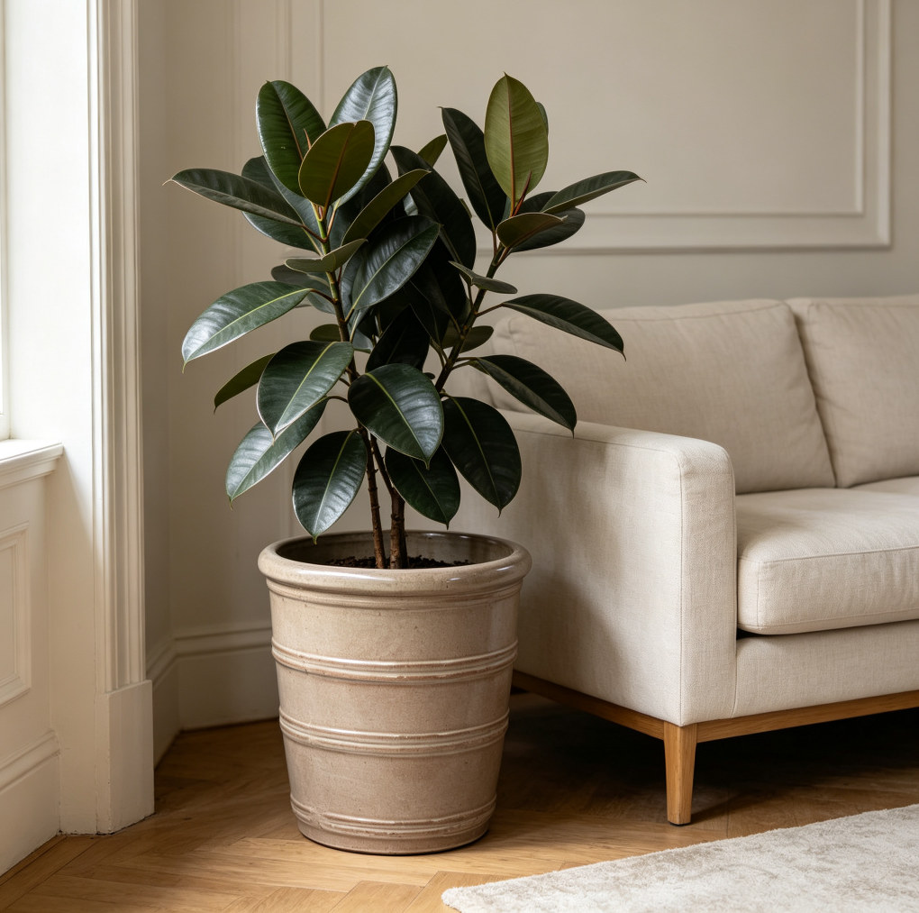 Keramik-blumentopf Ø 41,5 Cm, Taupe Glasiert, Gerillt, Mit Drainagelöchern Okmyhome