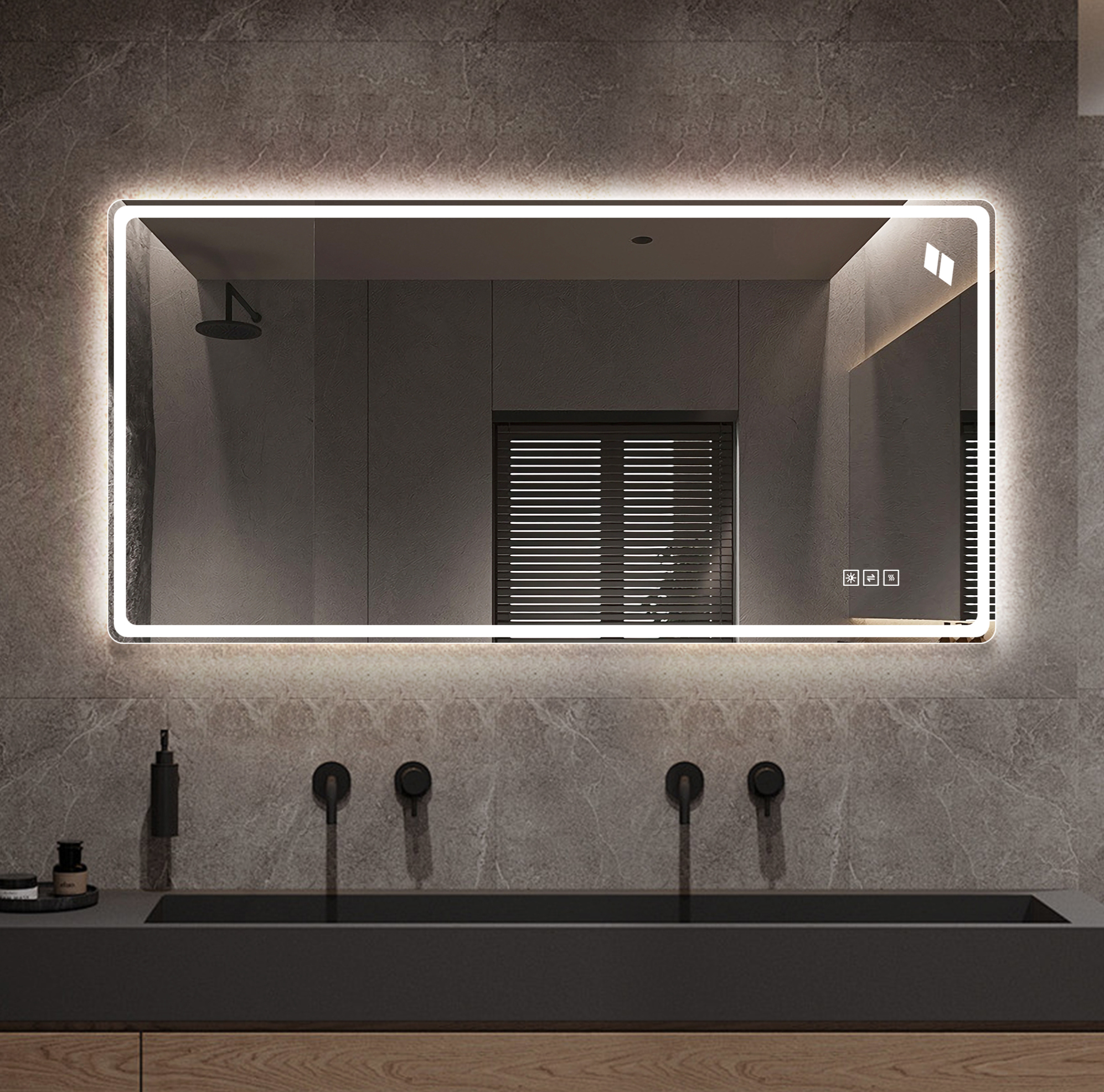 Led-badezimmerspiegel 120 X 60 Cm, Beschlagfrei, Touch, 3 Farbtemperaturen, Okmyhome