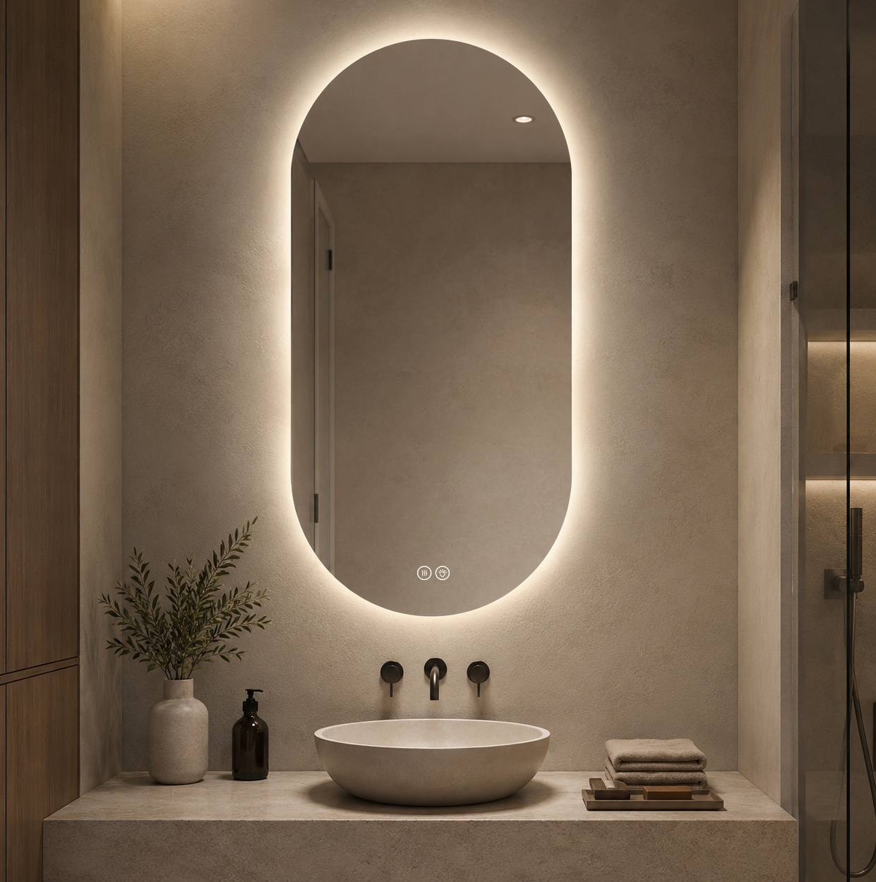 Led-badezimmerspiegel 60 X 120 Cm, Touch, Anti-beschlag, Gehärtetes Glas Okmyhome