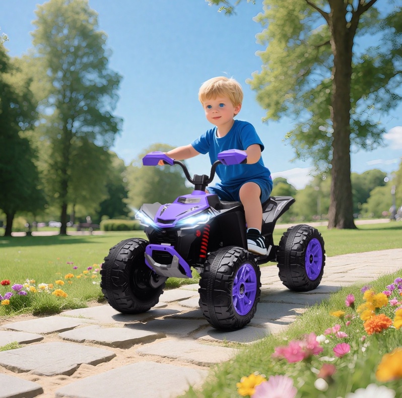 Elektrisches Kinder-quad 24v, 4 Räder, 2 Motoren, 4–6,5 Km/h, Usb/mp3, Violett Okmyhome