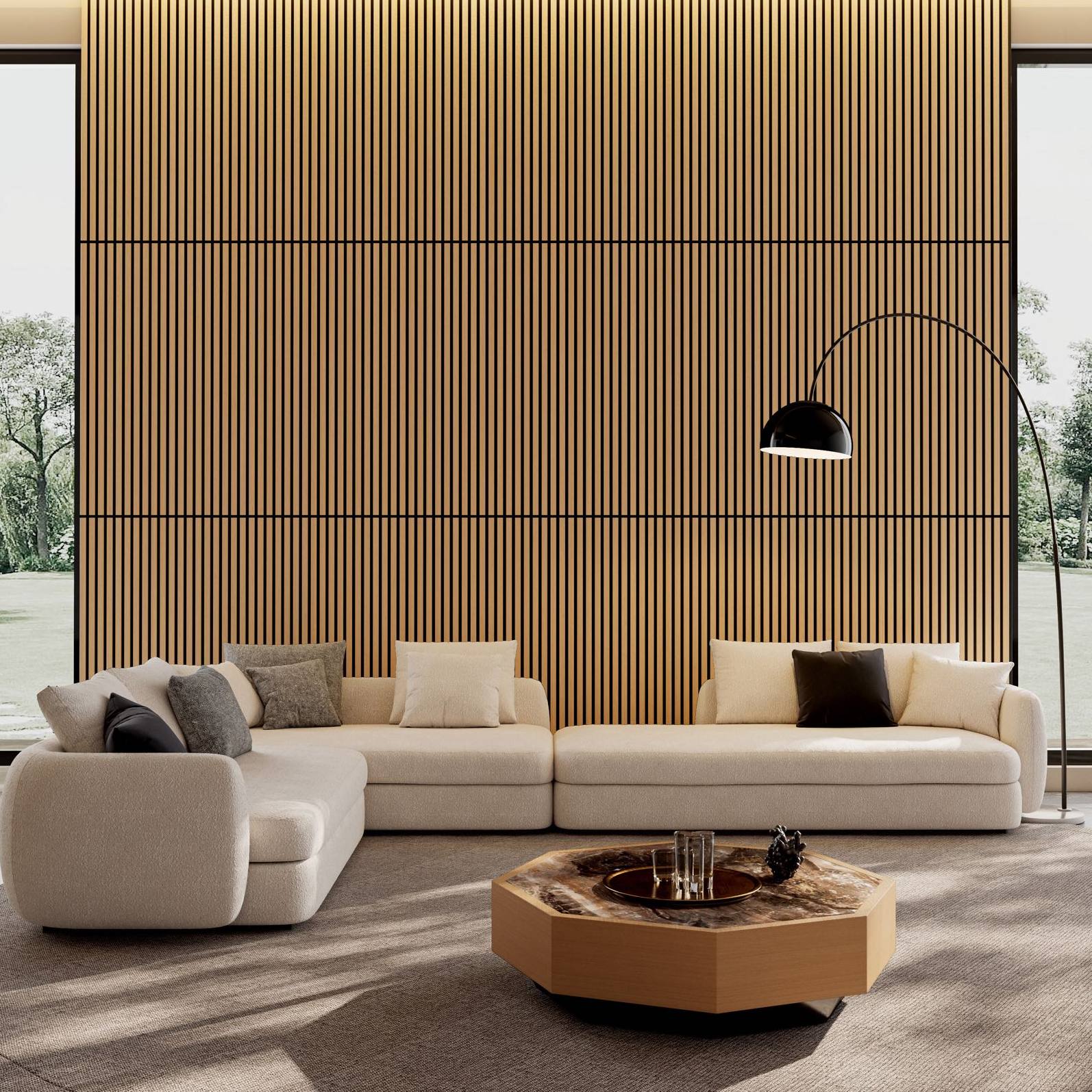 Akustik-wandpaneele Aus Mdf Und Polyester, 4 Stück, White Oak, Okmyhome
