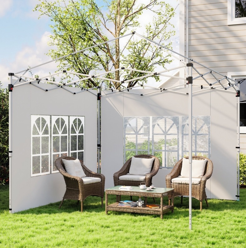 Seitenwände Für Pavillon 3 X 3 / 3 X 4 M, Mit Fenster, Wasserdicht, Weiß Okmyhome