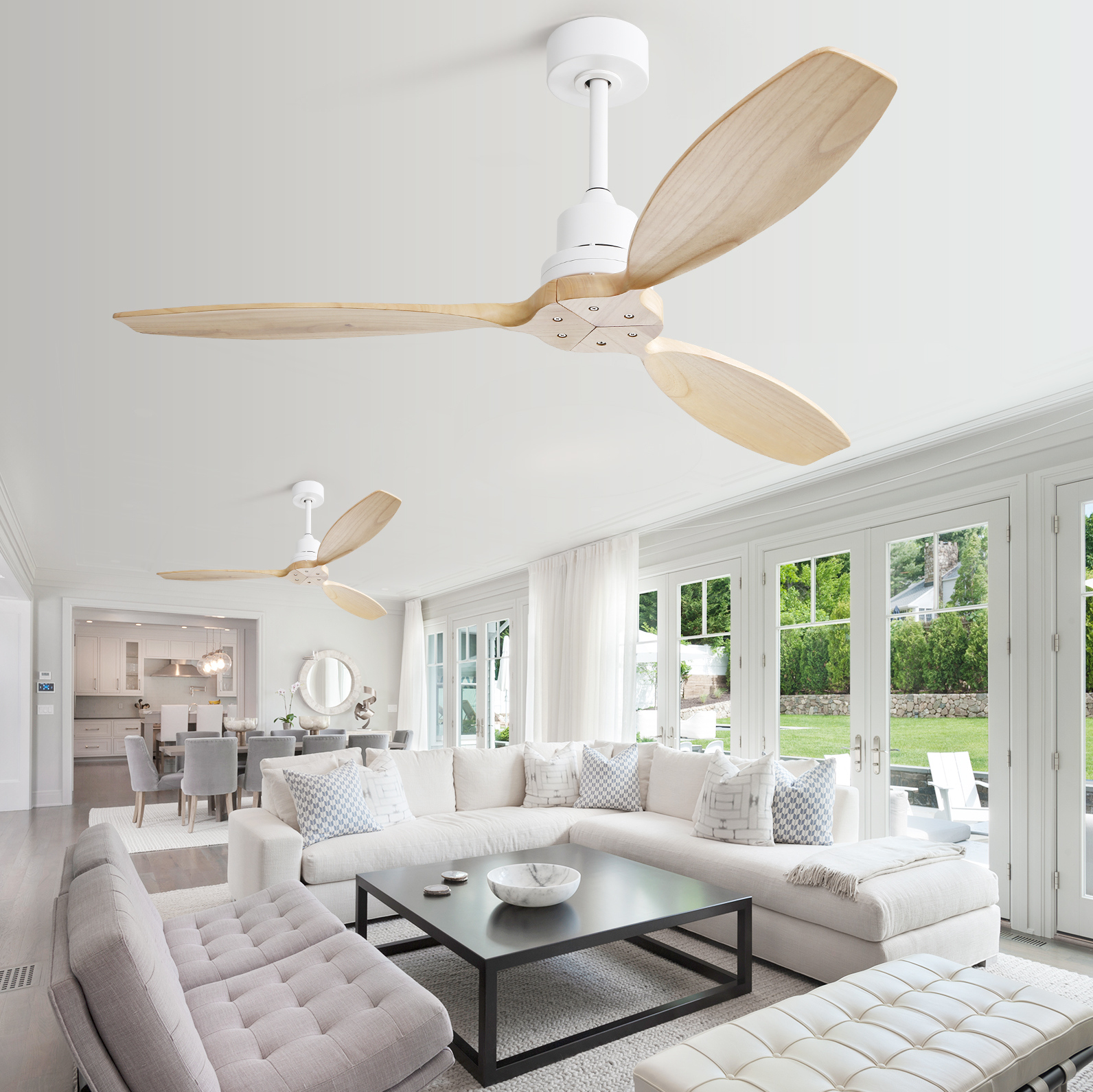 52-zoll-deckenventilator Ohne Licht, 6 Geschwindigkeiten, Reversibel, Weiß Okmyhome