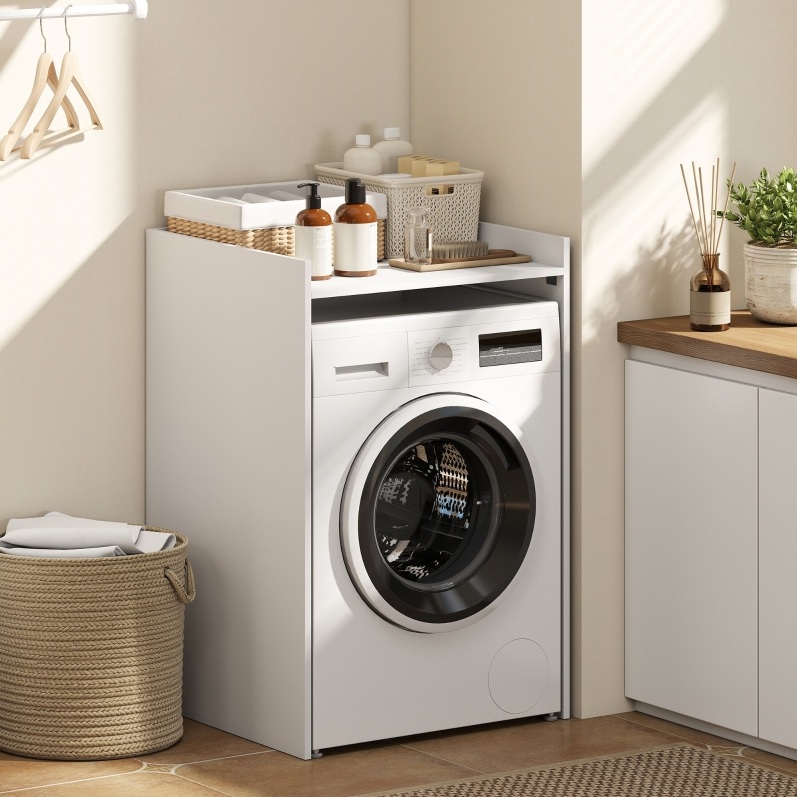 Badezimmerschrank Für Waschmaschine, Offene Nische, 64 X 60 X 97,5 Cm, Weiß Okmyhome