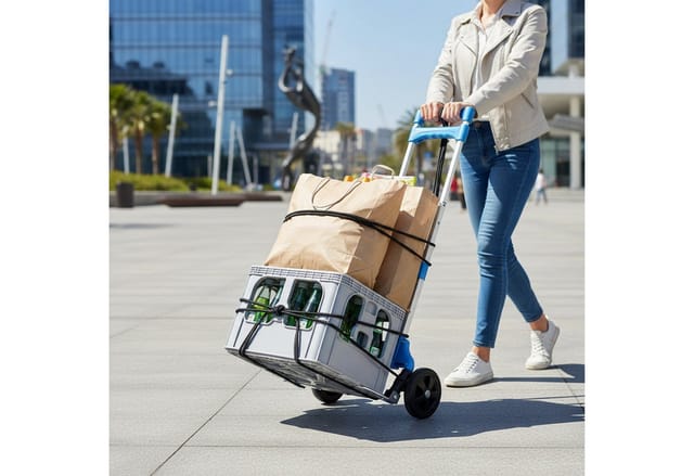 Relaxdays Sackkarre klappbar, bis 70 kg, HxBxT: 98x38x41 cm, Transportkarre Umzug, mit Teleskopgriff Stahl, silber/blau