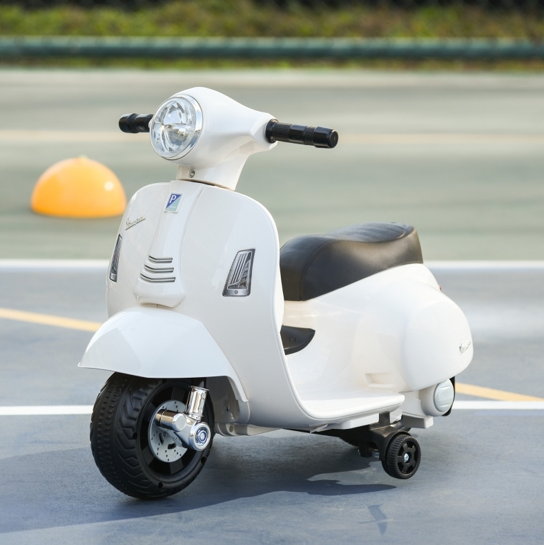Kinder-elektromotorrad Vespa, 18–36 Monate, 3 Km/h, Led & Sound, Weiß Okmyhome