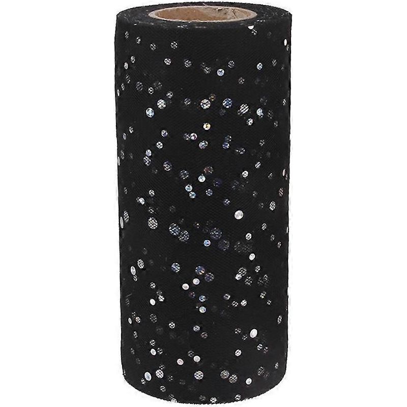 6" X 25 Yd Rolle Paillettentüll, Für Tutu, Hochzeitsdekoration, Bankett, Geschenkverpackung (schwarz)