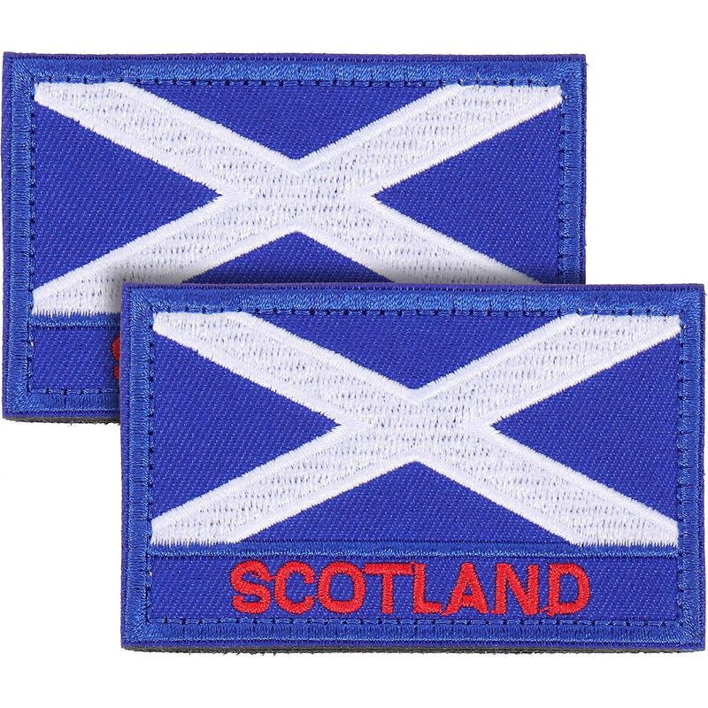 Set Mit 2 Gestickten Schottischen Flaggenaufnähern Zur Verwendung Auf Kleidung