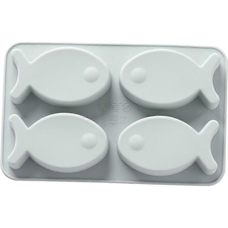 Eiswürfelform Aus Lebensmittelechtem Silikon In Fischform Mit 4 Fächern, Zum Dekorieren Von Kuchen, Cupcakes, Desserts, Schokolade Und Fondant (blau)