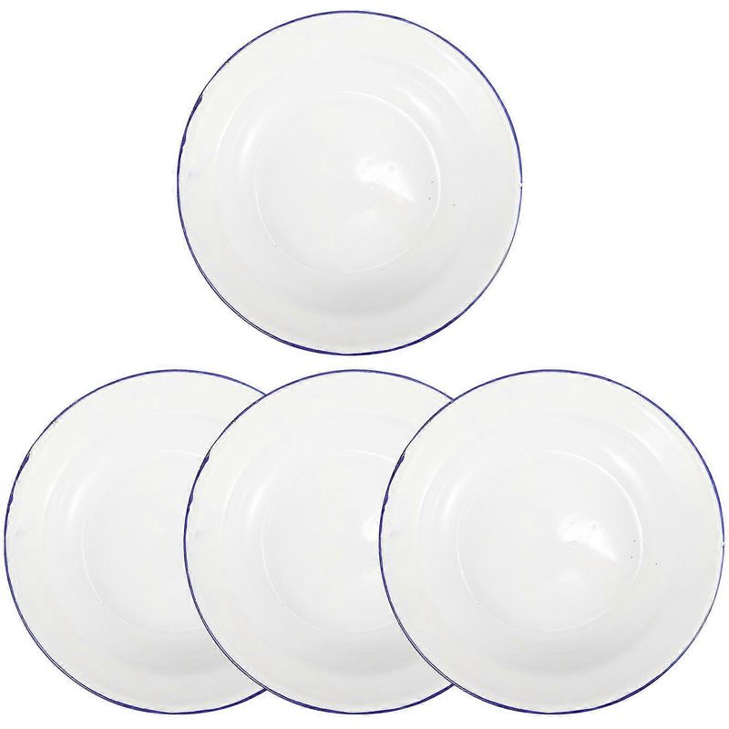 Set Mit 4 Bruchsicheren Emaille-tellern, Serviertablett, Salat- Oder Pastateller