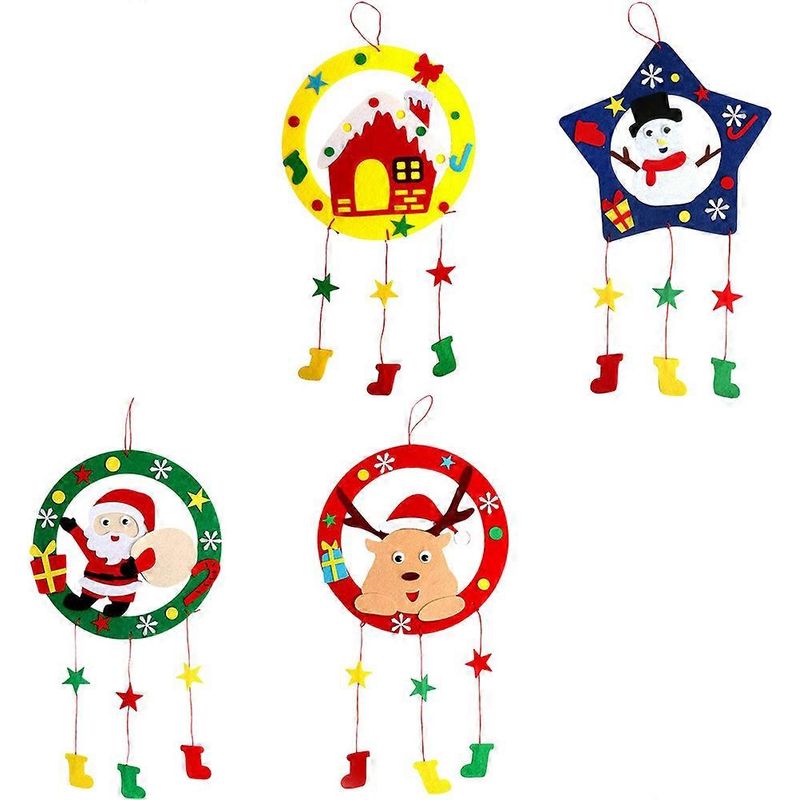 4 Diy-weihnachtskranz-sets Für Kinder (anhänger) – Bastelmaterialien Inklusive