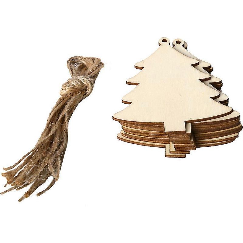 Set Mit 10 Diy-weihnachtshängern Aus Holz Mit Hanfseil.