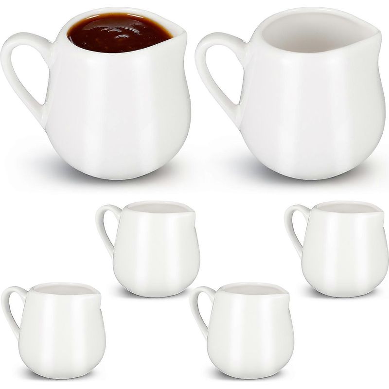 Set Mit 6 Weißen Keramik-milch-/soßenkännchen Für Zuhause