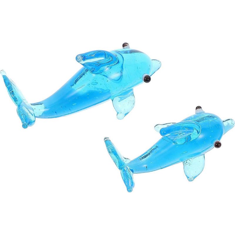 Set Aus 2 Delfinfiguren Aus Glas, Meerestierdekorationen, Schreibtischdelfin (größe Zufällig)