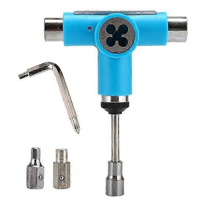Skateboard-werkzeugset, Tragbares Werkzeugset Für Longboard-skateboarden, Multifunktionales Und Praktisches T-werkzeug Mit Ratschen-t-schlüssel (1 Set, Blau)