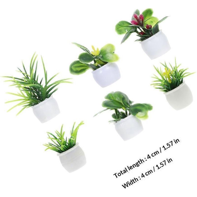 Set Mit 6 Dekorativen Miniatur-kunststoffpflanzen, Pflanzenfiguren Zur Heimdekoration.