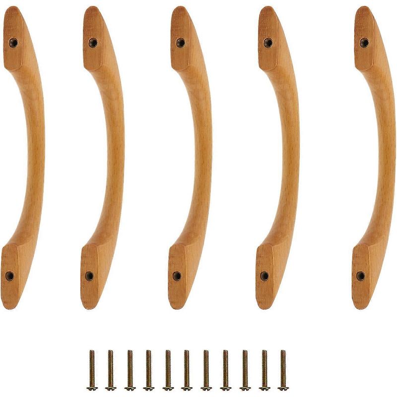 Set Mit 5 Schlichten Und Eleganten Schubladenknöpfen, Möbelgriffen Und Türbeschlägen Aus Holz Für Ihr Zuhause