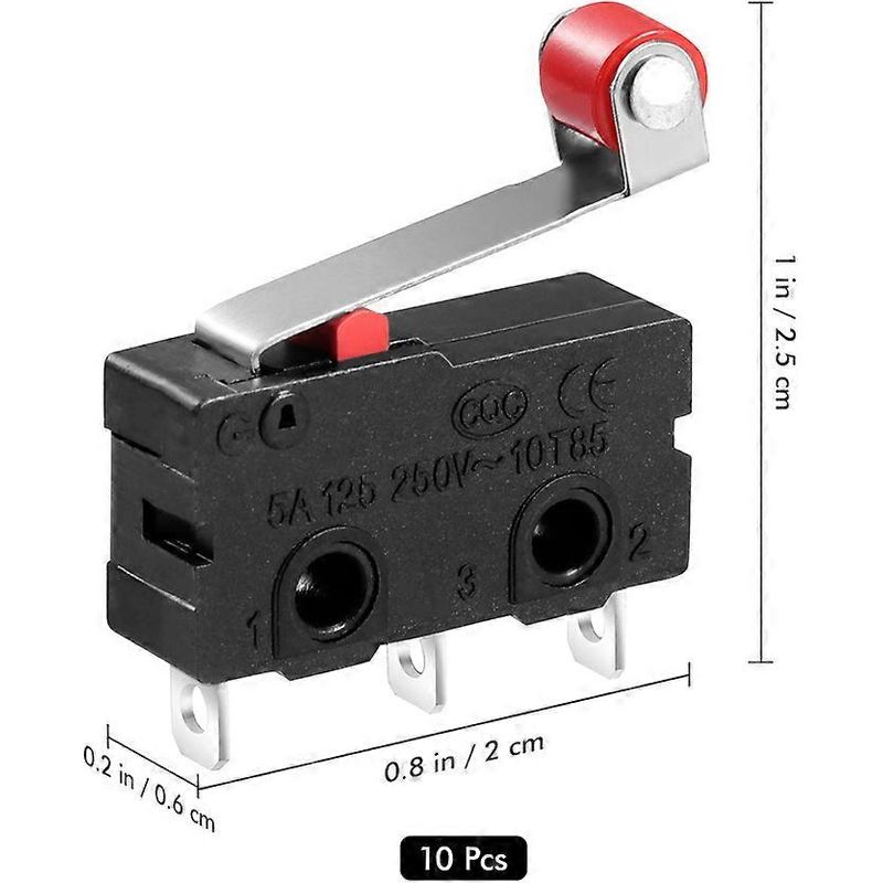 Ueetek Packung Mit 10 Spdt-momentan-rollhebel-mikroschaltern 1ö 1sch 250v 5a