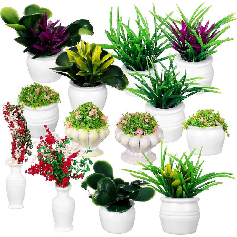 13 Miniaturpflanzen Für Puppenhäuser, Bonsai, Mini-topfpflanzen, Künstliche Gründekorationen.