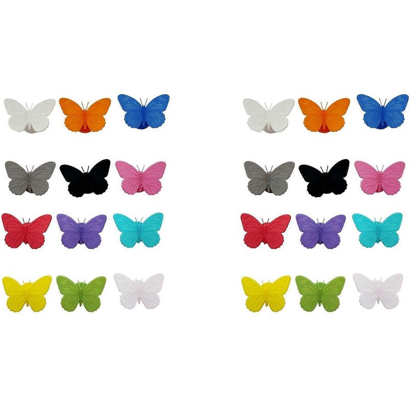 24 Silikon-glasmarker, 12 Farben, Mehrfarbige Schmetterlingsetiketten Zur Kennzeichnung Ihrer Weingläser.