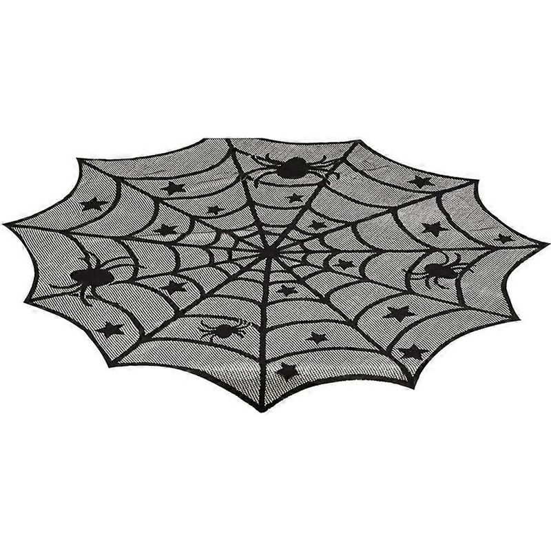Halloween-tischdecke Aus Gestrickter Spitze, Schwarzes Spinnennetzmuster, Tischdekoration Für Restaurants