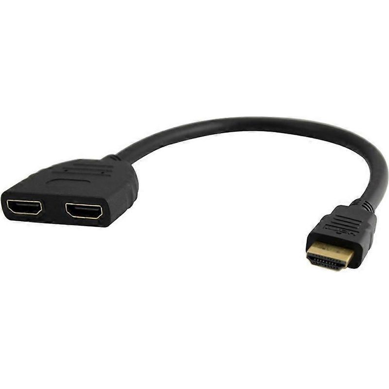 Schwarzer Splitterkabel-adapter/konverter, 1 Männlicher Eingang/2 Männliche Ausgänge Auf Zwei Weibliche A/v 1080p